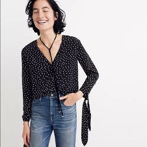 Madewell Silk Star Scatter Tie-Sleeve Top